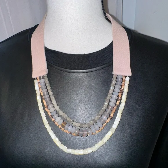 FAIRCHILD BALDWIN OF New York leather moonstone bead necklace - Picture 5 of 11